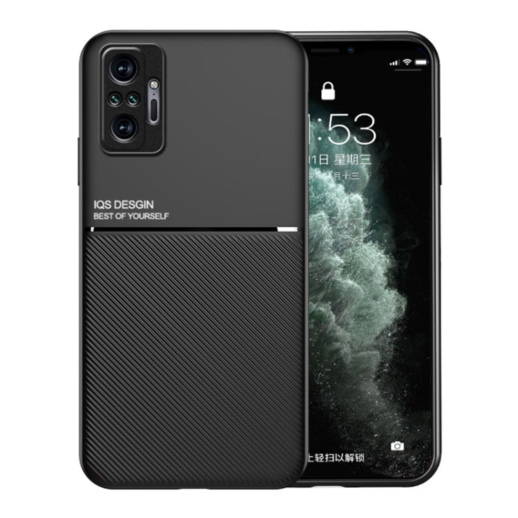 For Xiaomi Redmi Note 10 4G Classic Tilt Strip Grain Magnetic Shockproof PC + TPU Case