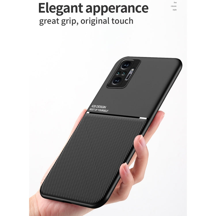 For Xiaomi Redmi Note 10 4G Classic Tilt Strip Grain Magnetic Shockproof PC + TPU Case