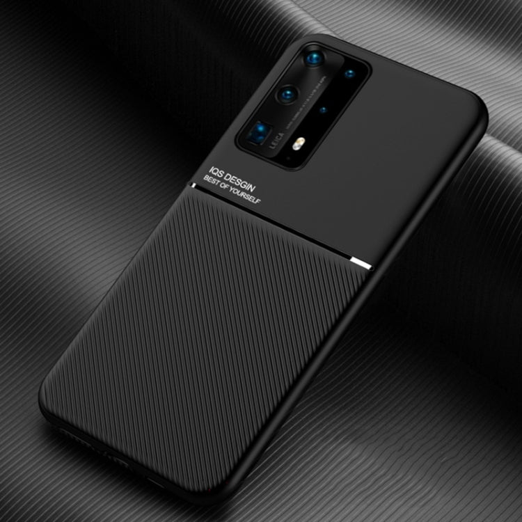 For Huawei P40 Pro+ Classic Tilt Strip Grain Magnetic Shockproof PC + TPU Case
