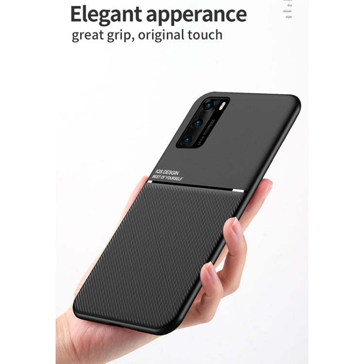For Huawei P40 Pro+ Classic Tilt Strip Grain Magnetic Shockproof PC + TPU Case
