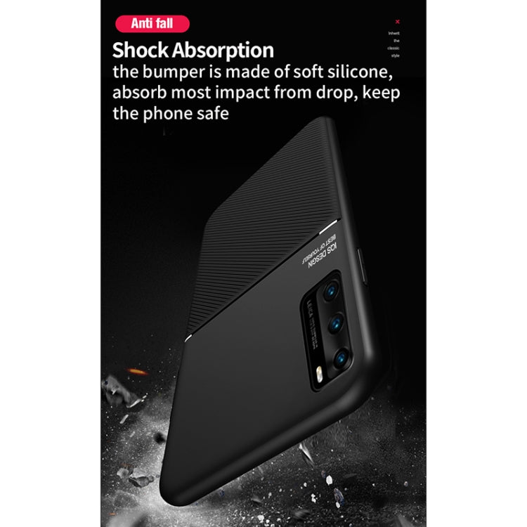 For Huawei P40 Pro+ Classic Tilt Strip Grain Magnetic Shockproof PC + TPU Case