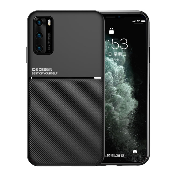 For Huawei P40 Pro+ Classic Tilt Strip Grain Magnetic Shockproof PC + TPU Case