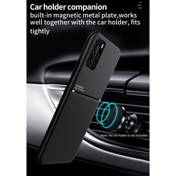 For Huawei P40 Pro+ Classic Tilt Strip Grain Magnetic Shockproof PC + TPU Case