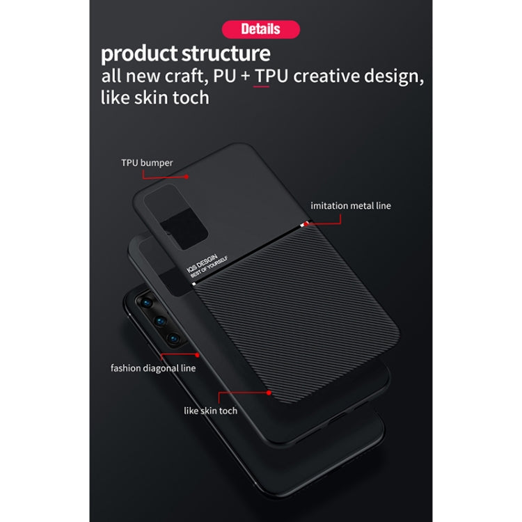 For Huawei P40 Pro+ Classic Tilt Strip Grain Magnetic Shockproof PC + TPU Case