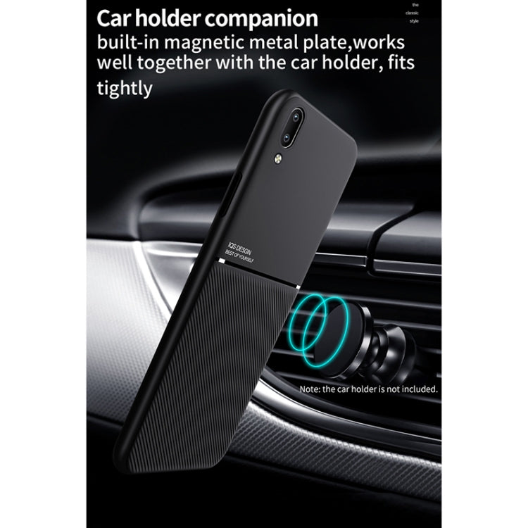 For Samsung Galaxy A02 Classic Tilt Strip Grain Magnetic Shockproof PC + TPU Case