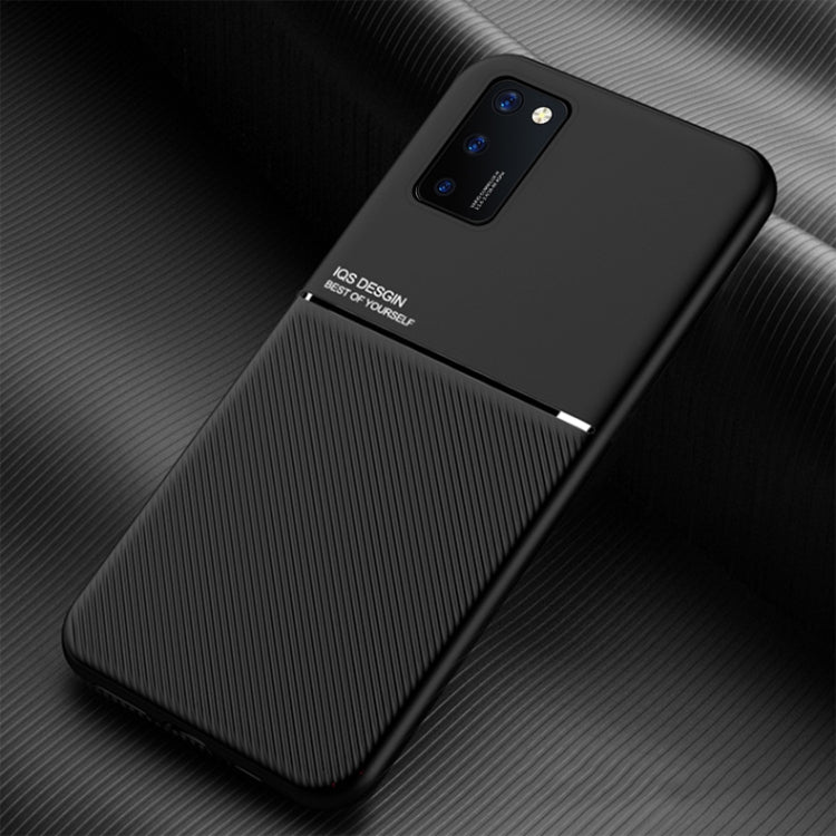 For Samsung Galaxy A02s Classic Tilt Strip Grain Magnetic Shockproof PC + TPU Case