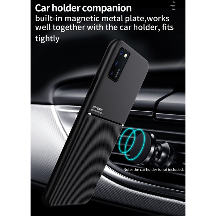 For Samsung Galaxy A02s Classic Tilt Strip Grain Magnetic Shockproof PC + TPU Case