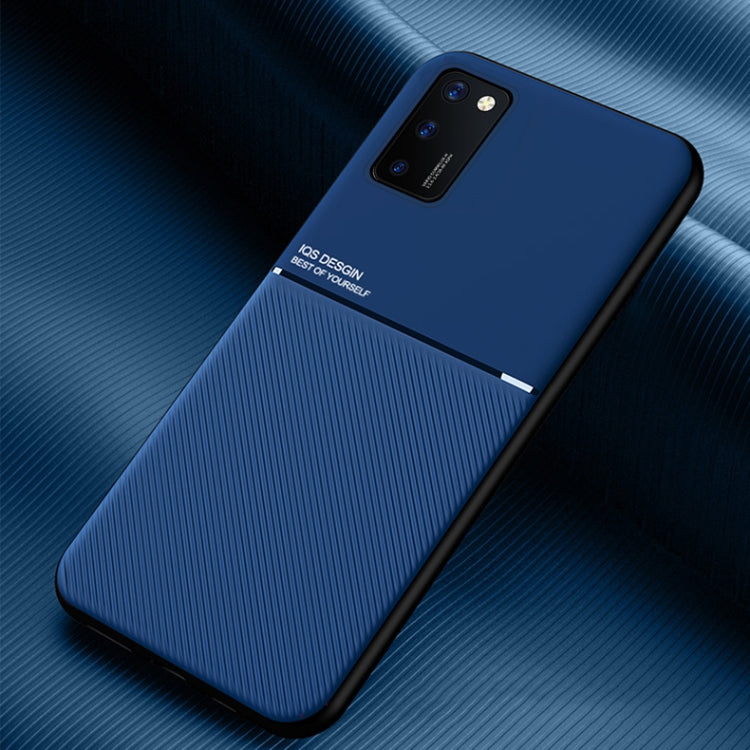 For Samsung Galaxy A02s Classic Tilt Strip Grain Magnetic Shockproof PC + TPU Case