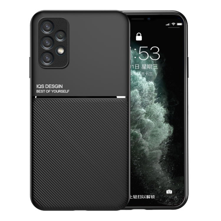 For Samsung Galaxy A32 Classic Tilt Strip Grain Magnetic Shockproof PC + TPU Case