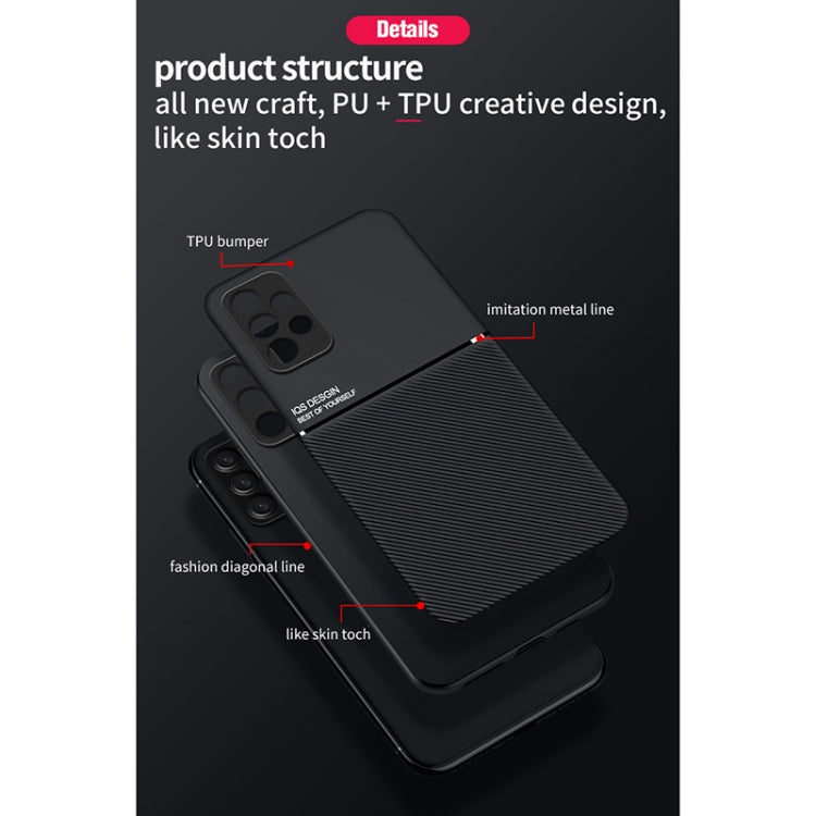For Samsung Galaxy A32 Classic Tilt Strip Grain Magnetic Shockproof PC + TPU Case