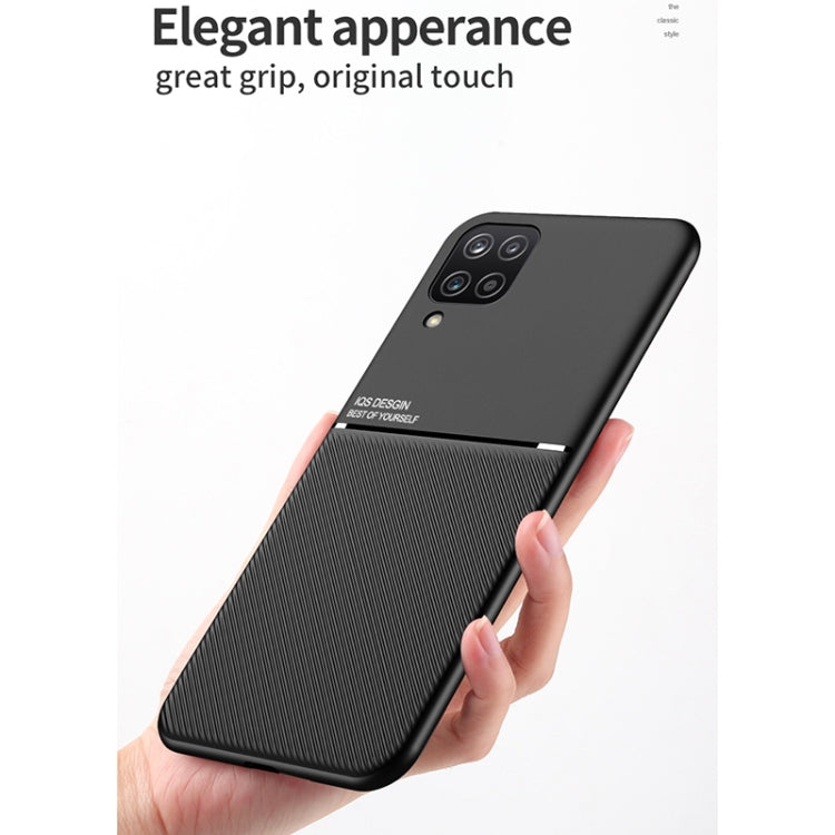 For Samsung Galaxy A42 5G Classic Tilt Strip Grain Magnetic Shockproof PC + TPU Case