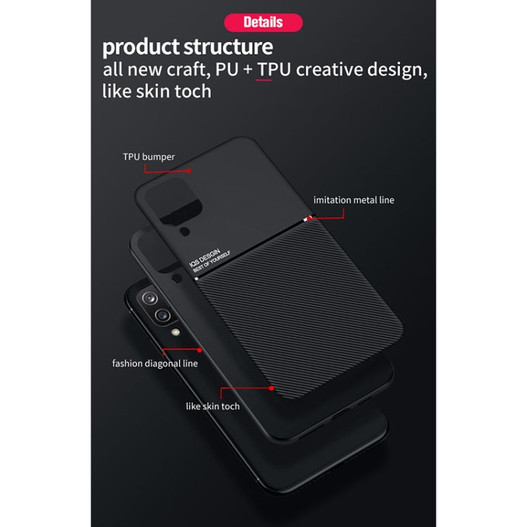 For Samsung Galaxy A42 5G Classic Tilt Strip Grain Magnetic Shockproof PC + TPU Case