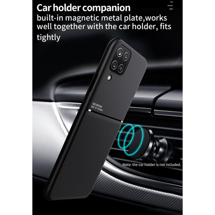For Samsung Galaxy A42 5G Classic Tilt Strip Grain Magnetic Shockproof PC + TPU Case