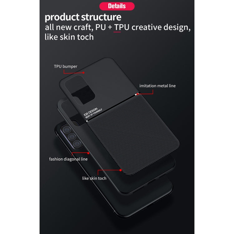 For Samsung Galaxy A52 4G / 5G Classic Tilt Strip Grain Magnetic Shockproof PC + TPU Case