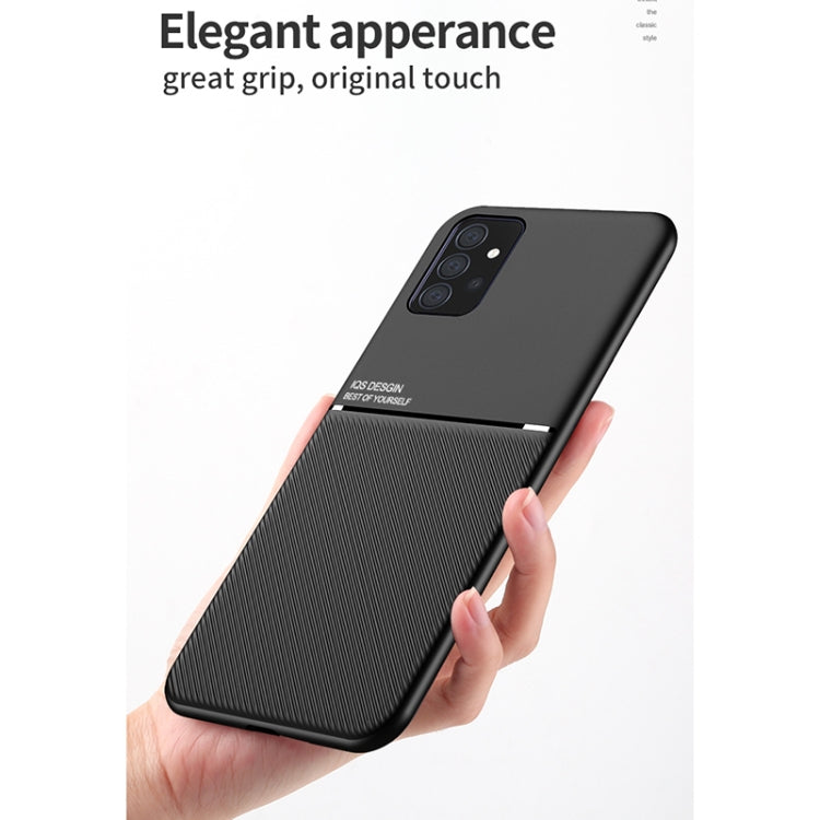 For Samsung Galaxy A52 4G / 5G Classic Tilt Strip Grain Magnetic Shockproof PC + TPU Case