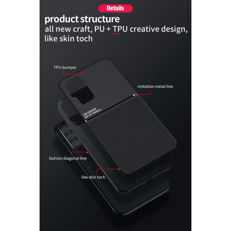 For Samsung Galaxy A72 4G / 5G Classic Tilt Strip Grain Magnetic Shockproof PC + TPU Case