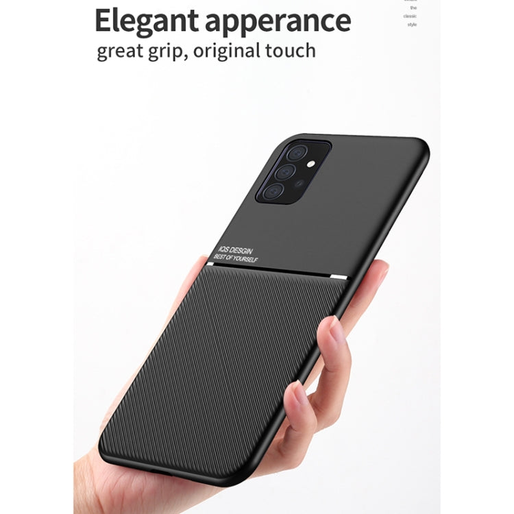 For Samsung Galaxy A72 4G / 5G Classic Tilt Strip Grain Magnetic Shockproof PC + TPU Case