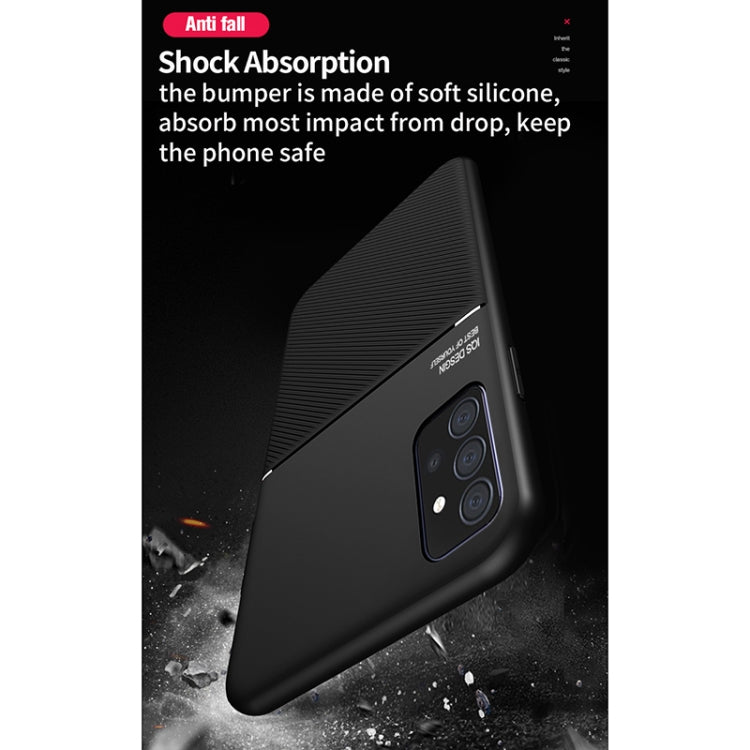 For Samsung Galaxy A72 4G / 5G Classic Tilt Strip Grain Magnetic Shockproof PC + TPU Case