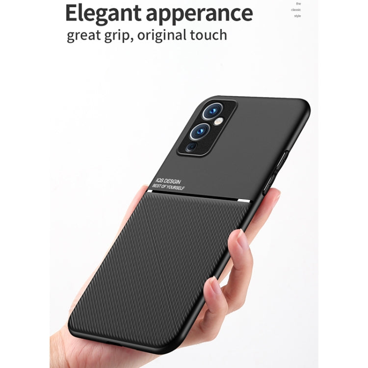 For OnePlus 9 Classic Tilt Strip Grain Magnetic Shockproof PC + TPU Case