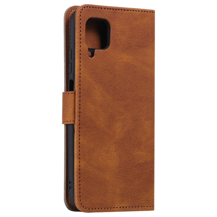 For Samsung Galaxy A12 Stitching Calf Texture Horizontal Flip Leather Case with Holder & Card Slots & Wallet