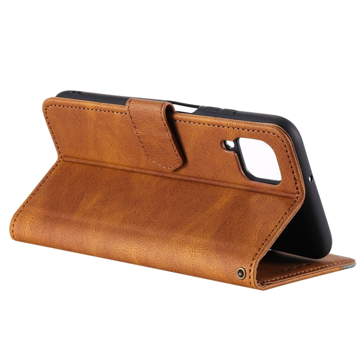 For Samsung Galaxy A12 Stitching Calf Texture Horizontal Flip Leather Case with Holder & Card Slots & Wallet