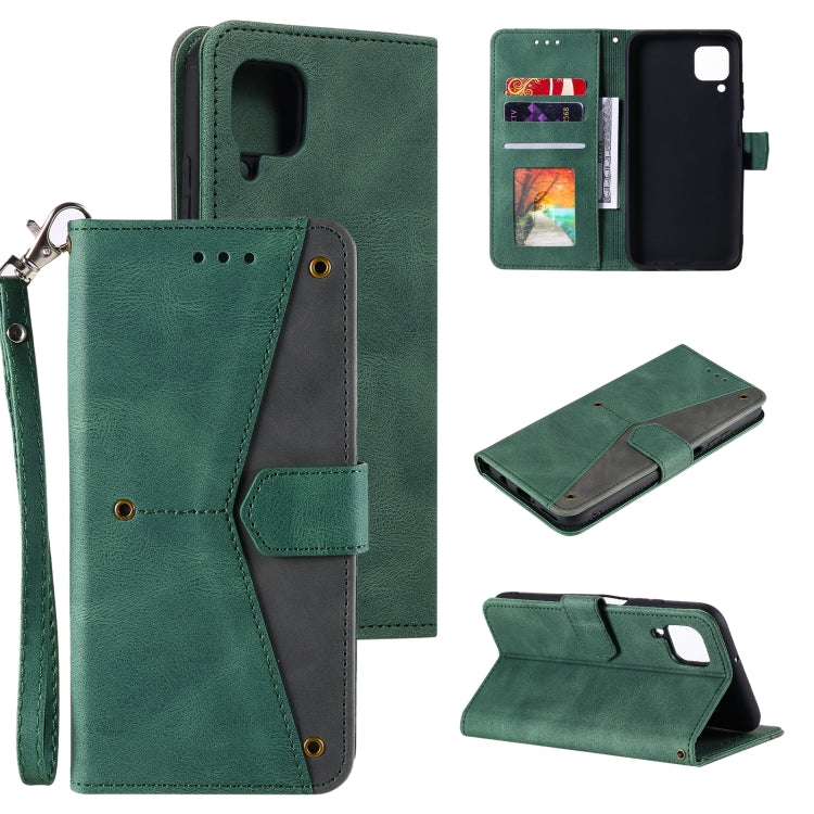 For Samsung Galaxy A12 Stitching Calf Texture Horizontal Flip Leather Case with Holder & Card Slots & Wallet