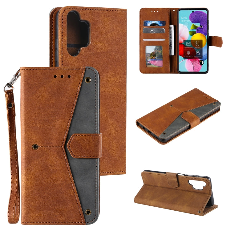 For Samsung Galaxy A32 4G Stitching Calf Texture Horizontal Flip Leather Case with Holder & Card Slots & Wallet