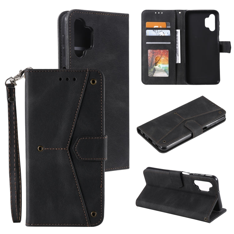 For Samsung Galaxy A32 4G Stitching Calf Texture Horizontal Flip Leather Case with Holder & Card Slots & Wallet