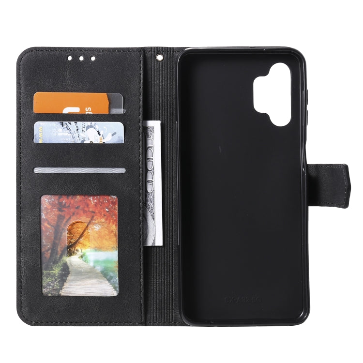 For Samsung Galaxy A32 4G Stitching Calf Texture Horizontal Flip Leather Case with Holder & Card Slots & Wallet