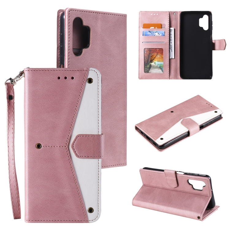 For Samsung Galaxy A32 4G Stitching Calf Texture Horizontal Flip Leather Case with Holder & Card Slots & Wallet