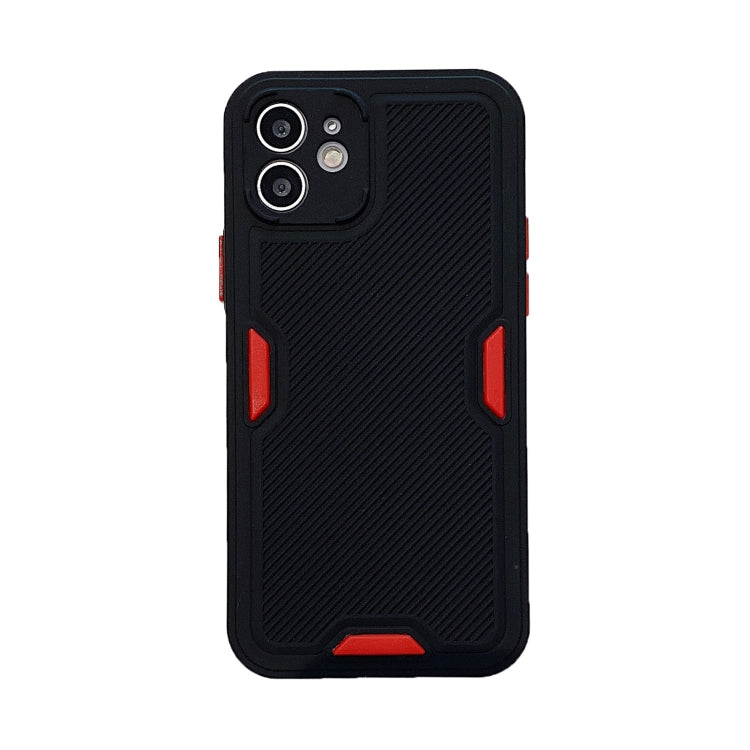 For iPhone 12 mini Contrast-Color Straight Edge Matte TPU Shockproof Case with Sound Converting Hole