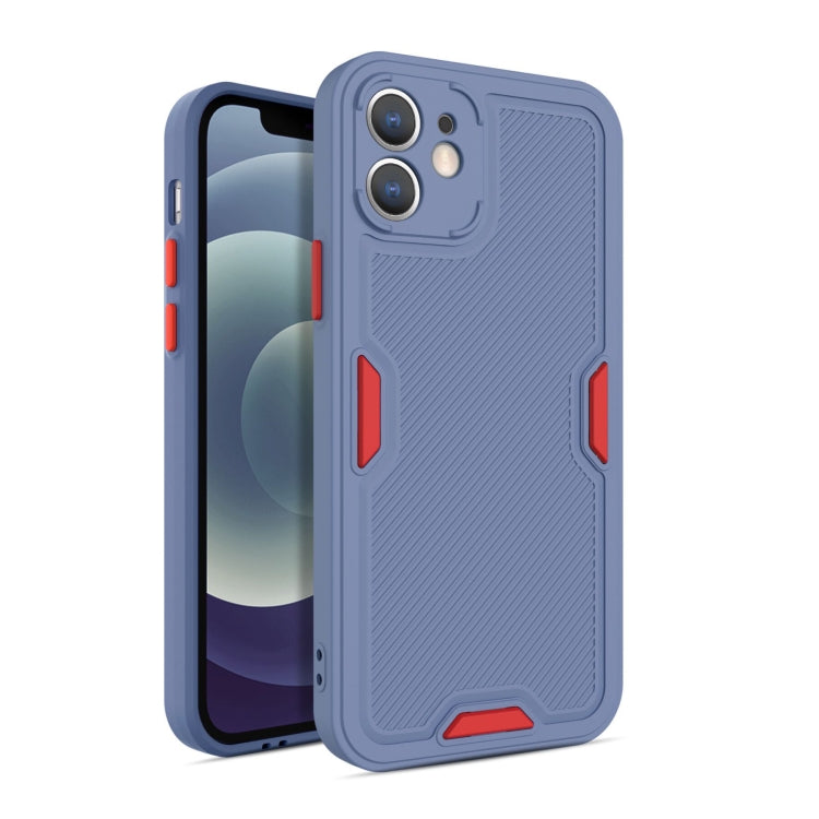 For iPhone 12 mini Contrast-Color Straight Edge Matte TPU Shockproof Case with Sound Converting Hole