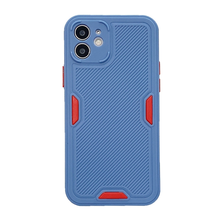 For iPhone 12 mini Contrast-Color Straight Edge Matte TPU Shockproof Case with Sound Converting Hole