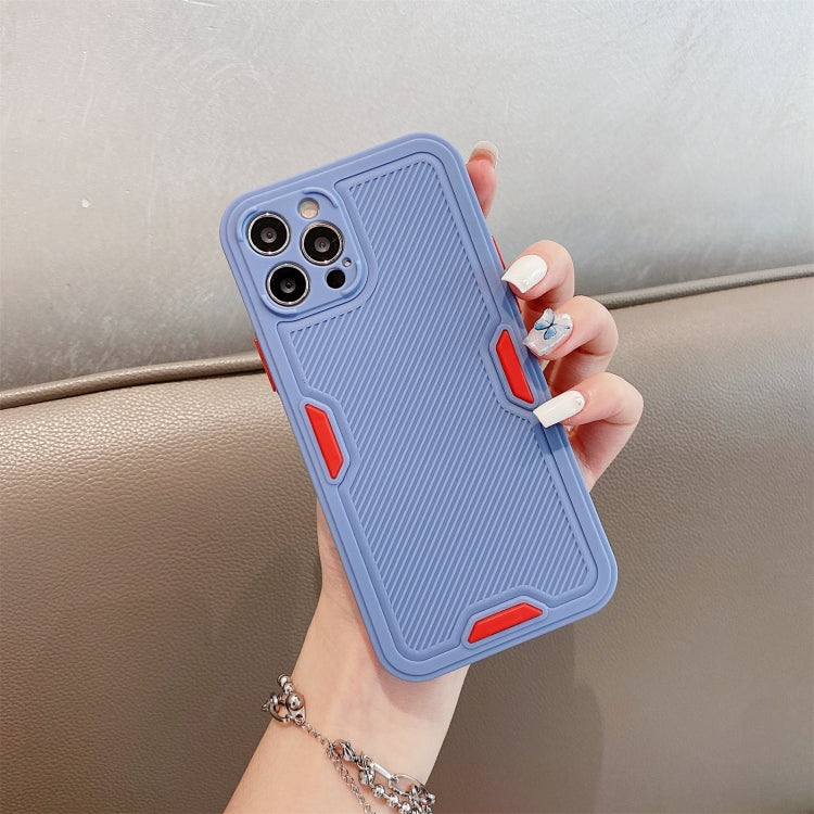 For iPhone 12 mini Contrast-Color Straight Edge Matte TPU Shockproof Case with Sound Converting Hole