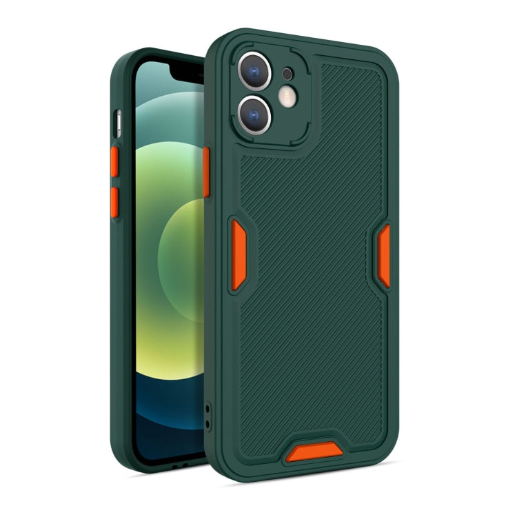 For iPhone 12 Pro Contrast-Color Straight Edge Matte TPU Shockproof Case with Sound Converting Hole