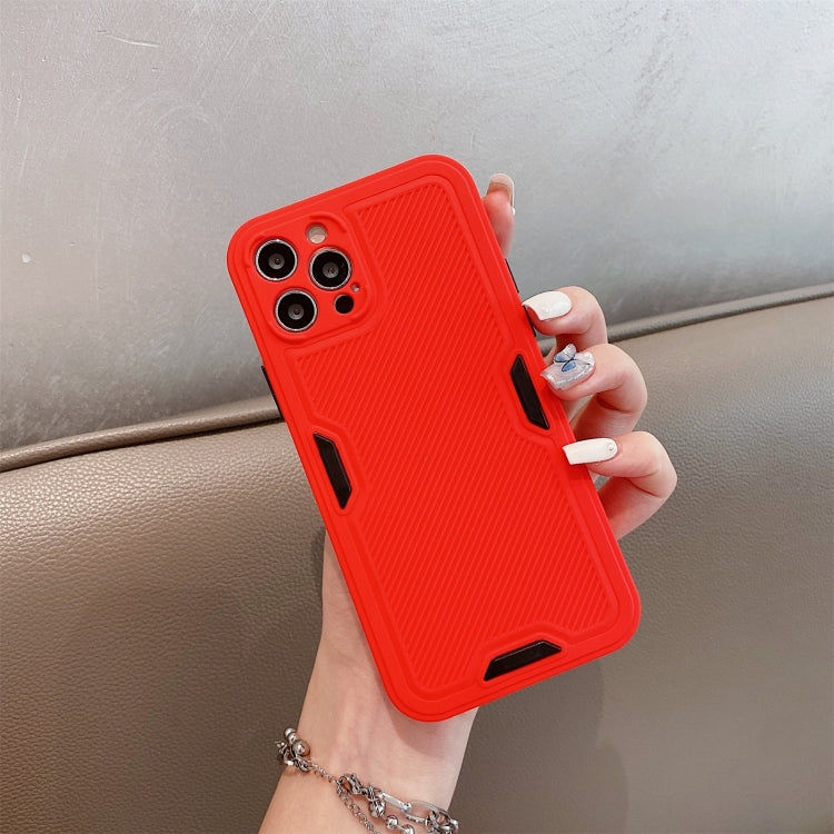For iPhone 12 Pro Contrast-Color Straight Edge Matte TPU Shockproof Case with Sound Converting Hole