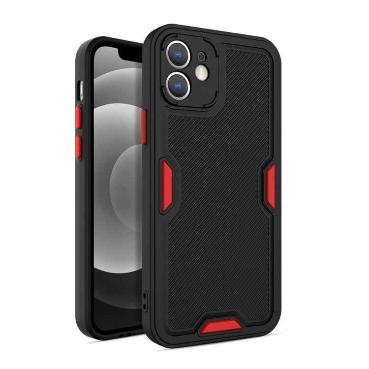 For iPhone 12 Pro Max Contrast-Color Straight Edge Matte TPU Shockproof Case with Sound Converting Hole
