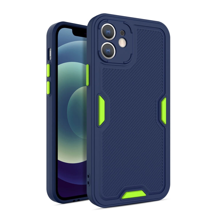 For iPhone 12 Pro Max Contrast-Color Straight Edge Matte TPU Shockproof Case with Sound Converting Hole