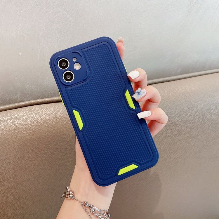 For iPhone 12 Pro Max Contrast-Color Straight Edge Matte TPU Shockproof Case with Sound Converting Hole