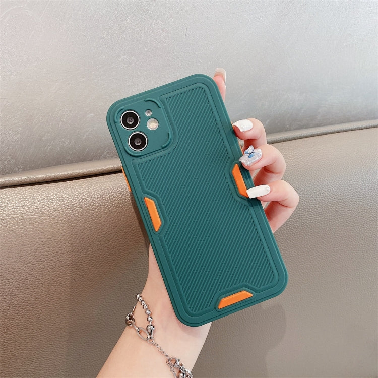 For iPhone 12 Pro Max Contrast-Color Straight Edge Matte TPU Shockproof Case with Sound Converting Hole