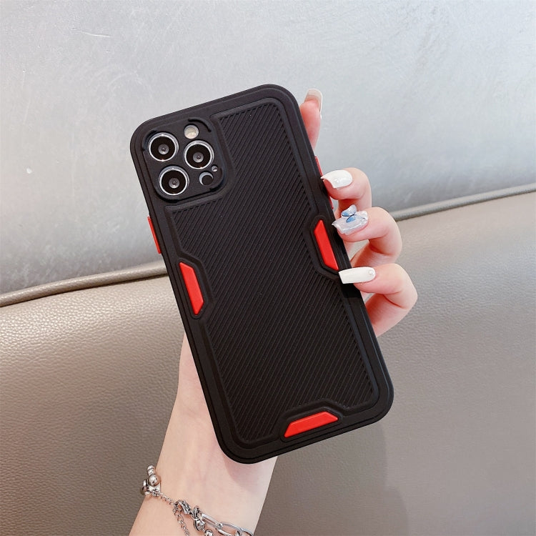For iPhone 11 Contrast-Color Straight Edge Matte TPU Shockproof Case with Sound Converting Hole