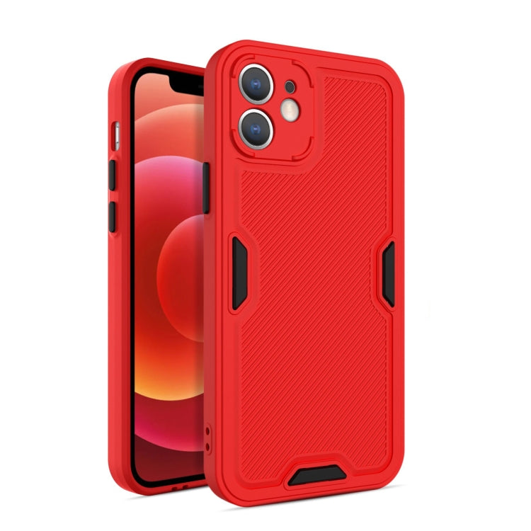 For iPhone 11 Contrast-Color Straight Edge Matte TPU Shockproof Case with Sound Converting Hole