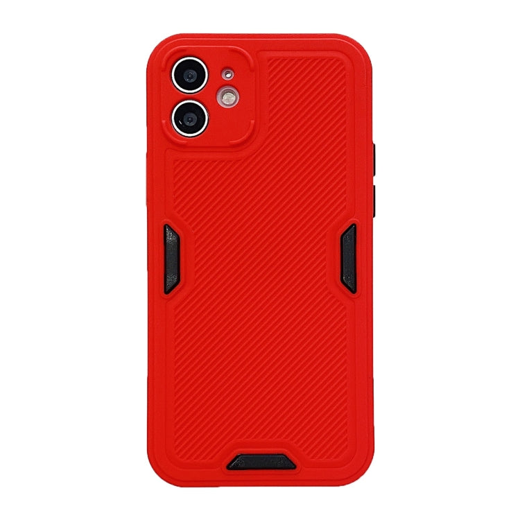 For iPhone 11 Contrast-Color Straight Edge Matte TPU Shockproof Case with Sound Converting Hole
