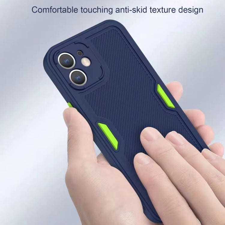 For iPhone 11 Contrast-Color Straight Edge Matte TPU Shockproof Case with Sound Converting Hole