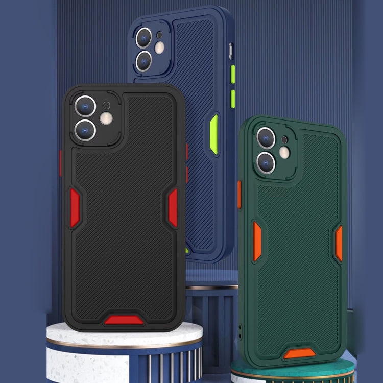 For iPhone 11 Pro Max Contrast-Color Straight Edge Matte TPU Shockproof Case with Sound Converting Hole