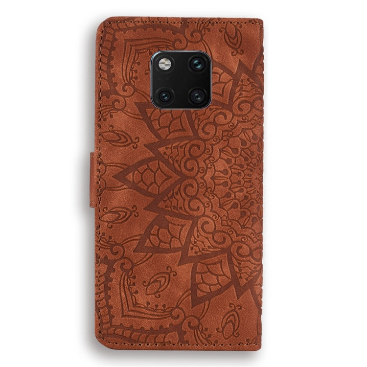 For Huawei Mate 20 Pro Calf Pattern Diamond Mandala Double Folding Design Embossed Leather Case with Wallet & Holder & Card Slots