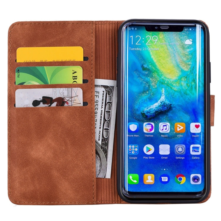 For Huawei Mate 20 Pro Calf Pattern Diamond Mandala Double Folding Design Embossed Leather Case with Wallet & Holder & Card Slots