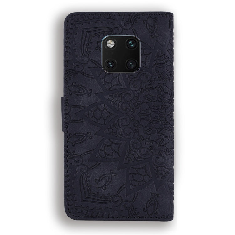 For Huawei Mate 20 Pro Calf Pattern Diamond Mandala Double Folding Design Embossed Leather Case with Wallet & Holder & Card Slots