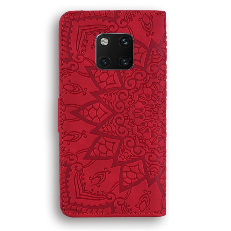 For Huawei Mate 20 Pro Calf Pattern Diamond Mandala Double Folding Design Embossed Leather Case with Wallet & Holder & Card Slots