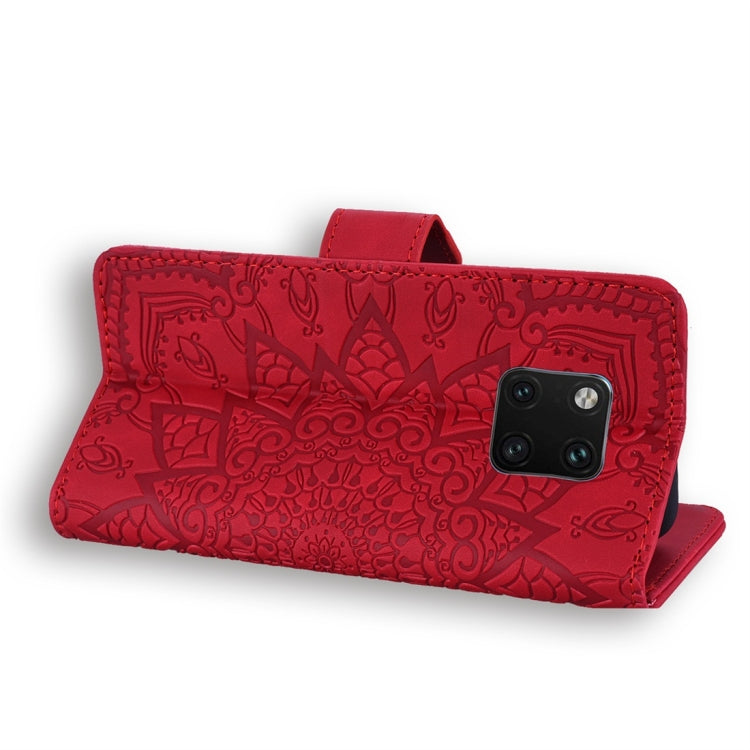 For Huawei Mate 20 Pro Calf Pattern Diamond Mandala Double Folding Design Embossed Leather Case with Wallet & Holder & Card Slots